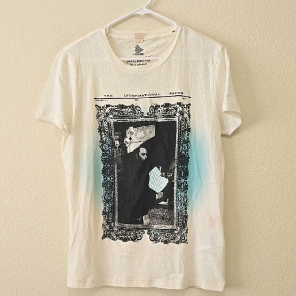 BOSS ORANGE White Artistic Graphic Tee Short Sleeve‎
